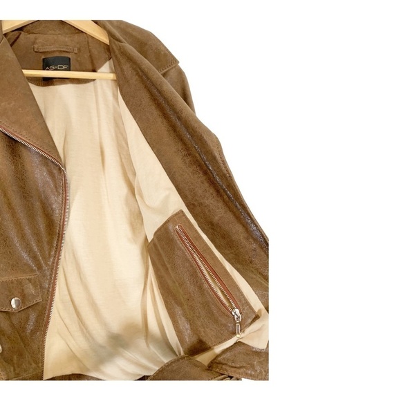 AS by DF Leather Moto Bomber Jacket Size Small - Picture 8 of 11